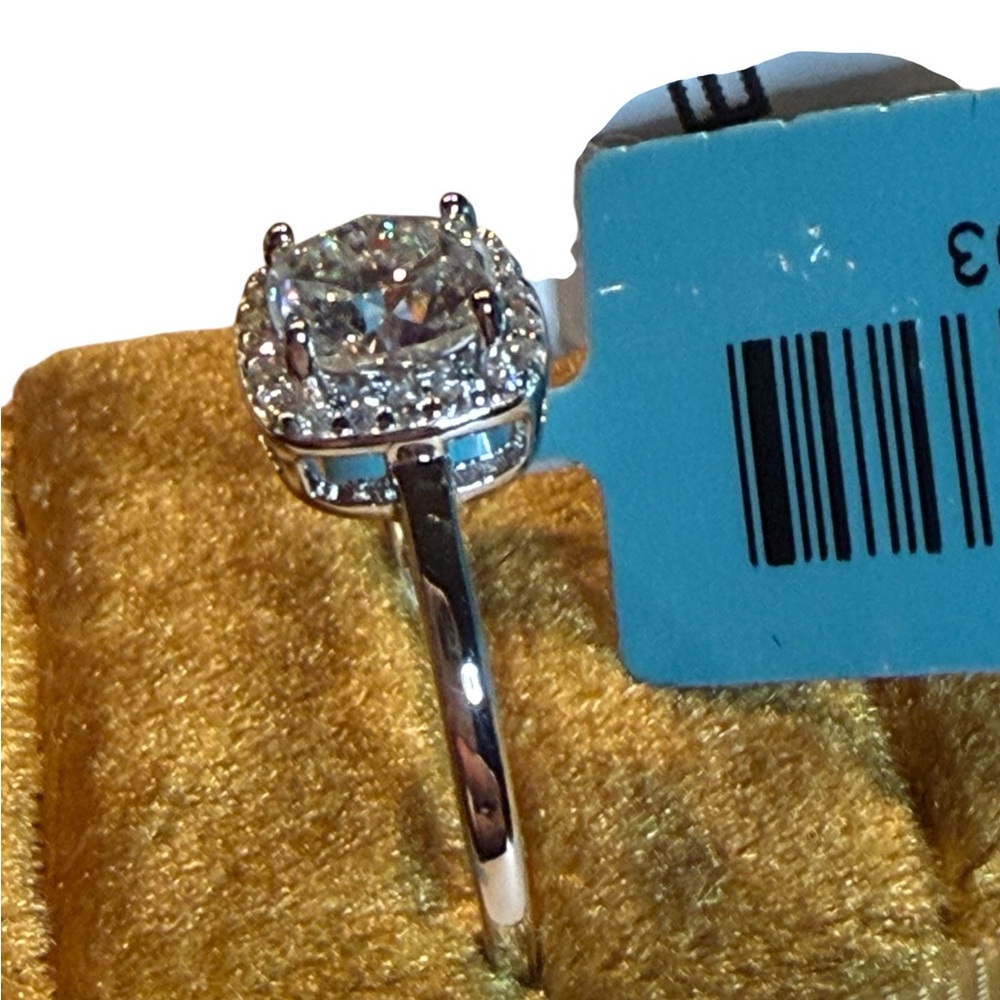1.35ct Moissanite Halo Sterling Silver Ring - Picture 5 of 6